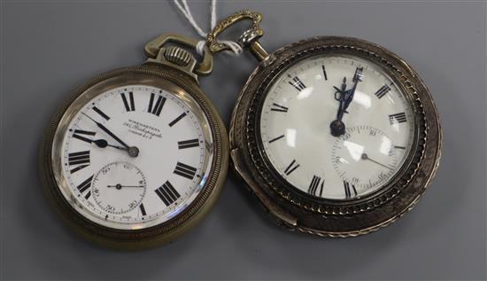 A Continental metal cased Rundell, Bridge & Rundell pocket watch and a Winegartens Railway Regulator pocket watch.